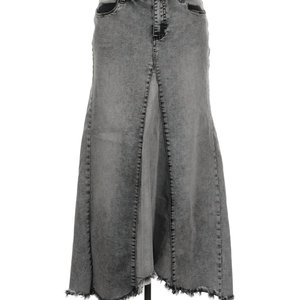 Gray Denim Midi Skirt